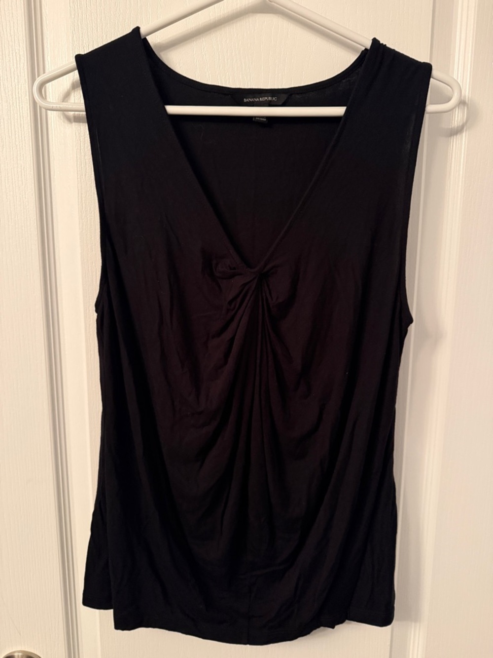 Banana Republic Black V-Neck Knot Front Sleeveless Tank